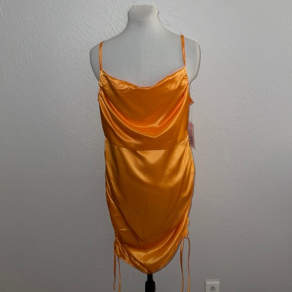 Wild Fable Orange Satin Bodycon Dress Large - Picture 3 of 14